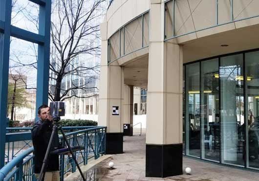 Ikerd Consulting, LLC team member Chad Finholt performs a laser scan for BOKA Powell Architects on a renovation project in Dallas. Other IKERD team members supporting the project in the field were principal Will Ikerd, PE; project managers Michael Perdue; Garrett Shahan and Adam Gordon. 